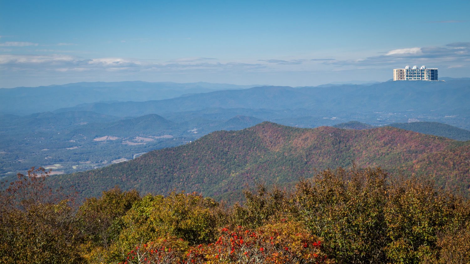 From the summit of Brasstown Bald, Georgia’s highest point—layered ridgelines stretching to the horizon, formerly uninterrupted and timeless.